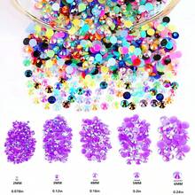 2MM-6MM Mixed Size, 5 Sizes, Assorted Jelly Candy AB Color Flat Back Round Crystal Rhinestone Gems Beads For DIY Jewelry, Nail Art, Phone Case, Clothes, Bags, Shoes, Crafts Decoration - A56 Jelly Light Royal Blue AB - View 2