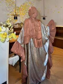 Liyacollection Shimmer Butterfly Abaya , Occasion Abaya , Party Dress, Casual Abaya Daily Dress ,Modest Fashion Abaya, Caftan - Brown - View 5