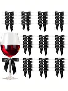 10/20/50个派对装饰蝴蝶结(带铁丝,方便固定) - 非常适合节日装饰、乡村工艺品和礼品 | 经典涤纶丝带蝴蝶结,适用于度假屋和婚礼装饰、酒吧酒杯装饰、礼品装饰、糖果包装装饰 - 彩色 - 查看 5