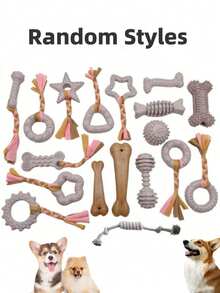 4pcs Random Dog Chew Toys Set, Suitable For Puppies, Cute Small Dog Toys, Puppy Teething Toys, Soft Interactive Chew Squeaky Toys, Suitable For Small Dogs, Pet Supplies Dog Chew Toys, Cat Toys, Teething Toys For Puppies And Small/Medium Dogs (Random Style) - Grey - View 4
