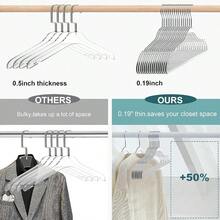 HAWTClear Plastic Hangers For Clothes 50 Pack - 17.5 Inch Heavy Duty Hangers Space Saving Crystal Acrylic 360 Degree Swivel Hook And Notches Clear 50 - Thông thoáng - Xem 3