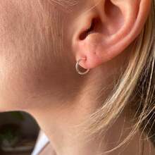 Small Hoop Earrings, Mini, 10mm, Thin, Genuine 925 Sterling Silver - Loại bướm - Xem 8