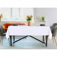 Rectangle Table Cloth 2 Pack (90x132 Inches, White), Washable Polyester Table Cover Dining, Buffet, Picnic, Event, Wedding, Restaurant, Party Decor - 白色 - 查看 11