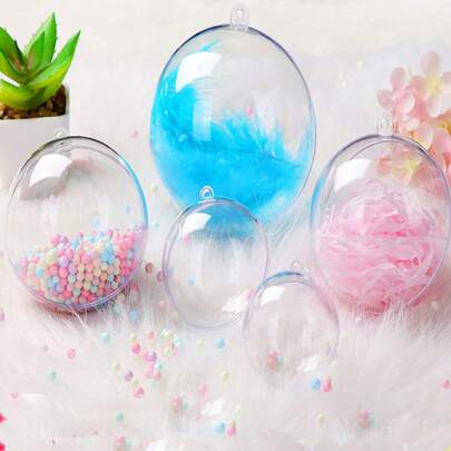 透明心形/圆形装饰球，圣诞装饰品，空心塑料球。适用于圣诞节、DIY手工、婚礼派对装饰、情人节、生日庆祝活动。DIY空心透明可填充塑料饰品，圣诞树装饰，家居派对礼盒装饰。