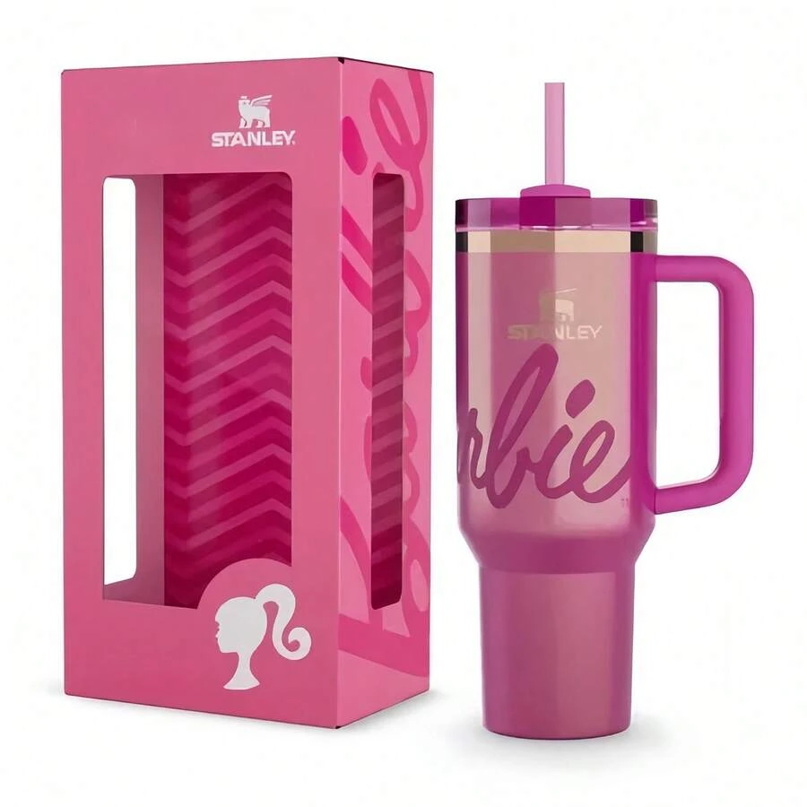 Stanley40OzH2.0 Tumbler With Handle, Double Walled Vacuum Insulated Stainless Steel Water Bottle Premium Summer Drinkware Portable Handy Flask Travel Mug Iced Coffee Cup For Outdoor Camping, Hiking, Driving, Travel, Perfect Gift Idea - Hot Pink - View 1