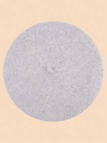 1pc Solid Color Wool Beret Hat, Versatile Winter Beanie Cap For Women, Retro Artist Style