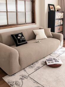 1 Vỏ bọc ghế sofa trơn màu cổ điển, độ đàn hồi cao, chống bụi và chống bẩn, bảo vệ đồ nội thất có thể giặt bằng máy/tay, phù hợp với mọi mùa, phù hợp với ghế sofa 3/4 chỗ ngồi (có nhiều kích cỡ) - màu nâu - Xem 4