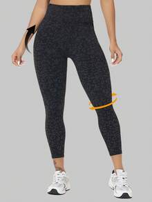 Women's High Waisted Yoga Sports Leggings, Fashionable Women's Sports Leggings, Sports Pants. Back Waist Pocket Design, Sporty Tie Dye High Waisted Sports Leggings, Suitable For Yoga Women's Pants - 黑色 - 查看 5