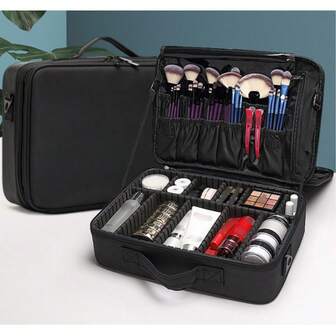 1pc Portable Makeup Bag With Compartments, Suitable For Makeup, Nail Art, Eyebrow Tattoo Tools