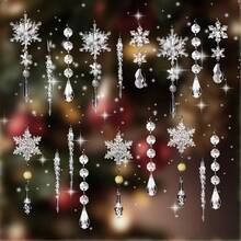 yAdornos para Arbol de Navidad 18Pcs Acrilico Copos de Nieve Carambano y Gotas Colgantes Navideños Cristal Decoracion para Árbol Navideño Color Transparente - Color transparente - Ver 1