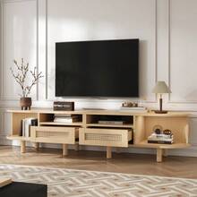 Television Stands & Entertainment Centers - Light Oak + MDF + Metal & Wood - View 3