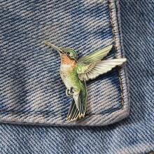 Green Hummingbird Enamel Brooch Pin Fashion Decorative Brooches Ornaments Lapel Bag Badges Jewelry Gifts - Green - View 7