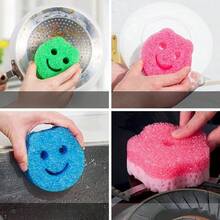 1/3pcs Multi-Color Kitchen Cleaning Sponge Set - Scratch-Resistant, Heat-Resistant, Commercial & Household Dish Washing Brush, Cartoon Smiling Face Dish Sponge, Kitchen Cleaning Sponge Pad, Dishwashing Cloth, Temperature Sensing Sponge Blocks - Multicolor - View 12