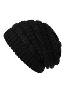 1pc Women's Warm, Soft, Stretchy Knit Skull Ski Cap, Chunky Slouchy Beanie For Daily Life And Outdoor Use - Double Layer - Satin Lining - View 2