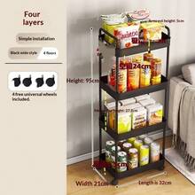 3/4/5 Tier Rolling Storage Cart - Compact Space-Saving Design, Multi-Layer Storage Shelves, Sturdy Plastic Structure. Suitable For Home, Office, Warehouse, Garage, Kitchen, Bedroom And Outdoor Camping. Ideal For Home Organization, Kitchen Rack, Storage Cart, Utility Cart, Folding Table, And Also A Great Gift Choice For Halloween And Christmas. Kitchen Items Kitchen Accessories Kitchen Tools