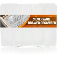 HAWTSilverware Organizer Adjustable And Expandable Utensil Tray For Kitchen Cutlery Storage Spoons Forks Knives Holder Storage Dividers Multipurpose Silverware Drawer Organizer For Dining Table - White - trắng - Xem 1