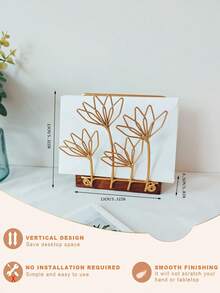 1入組花朵裝飾餐巾現代珍珠和花朵設計餐巾架 - 金色 - 查看 9