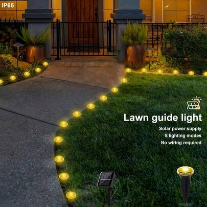 1pc 30 LED Solar Pathway Lights, 15 LED Solar Lawn Lights, With Switch Control, 8 Brightness Modes, IP65 Garden Decorative Path Lights, Suitable For Walkways, Outdoor Camping Decor, Weddings, Birthdays, Christmas, Solar Lights, Christmas Solar Lights, Solar Metal Hanging Lights, Solar Hot Air Balloon Lights, Solar Candles, Solar Flame Lights, Holiday Decor, Decorative Lanterns, Ambient Lighting, Durable Plastic, Solar Lights, Multi-Mode Lights, Homeowners, Garden Enthusiasts