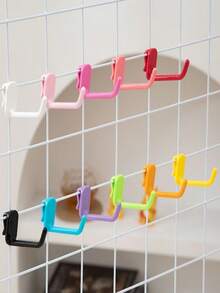 10pcs Plastic Hooks, Suitable For Metal Grid Boards - Powder Coated, Ideal For Supermarkets, Retail Stores, Warehouses And Home Use - Multicolor - View 2