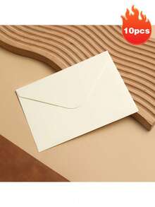 10pcs Envelope, Vintage Envelope, 18.5x13.5cm (7.28x5.31in) Blank Paper Small Object Storage, V-Shaped Seal, Suitable For Marriage Proposals, Birthdays, Graduates, Greeting Cards, Invitations - Suitable For All Kinds Of Festivals, Multiple Colors