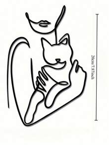 Fashionable Metal Wall Art - Cat Line Decor, Unique Modern Home Decor, Perfect Gift For Cat Lovers Gifts Birthday Graduation - Black-d - View 12