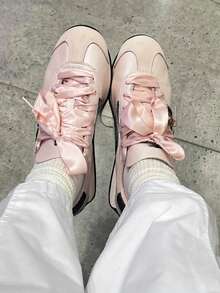 时尚粉色丝带鞋带，新款可爱女孩百搭运动鞋鞋带 DIY 鞋履配件（不含鞋子） - 粉色 - 查看 7