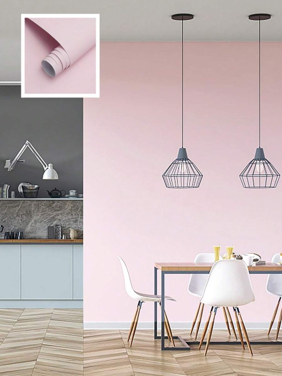 1 Cuộn Giấy Dán Tường PVC Màu Hồng Mờ, Có Thể Tháo Rời, Thích Hợp Cho Ký Túc Xá, Phòng Ăn, Trang Trí Nhà Cửa, Có Thể Dán Cho Ngăn Kéo, Làm Mới Đồ Nội Thất, Dễ Lắp Đặt, Kích Thước: 15.7" X 39.3" / 118.1" / 196.8"
