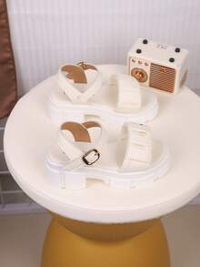 1 Pair Children's Fashion Simple Thick-Sole High Heel Sandals, Suitable For Summer - Beige - View 5