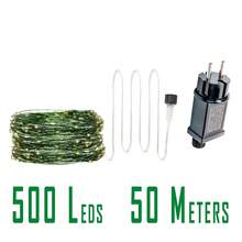 Guirnalda de luces de hadas de alambre verde, 200M, 2000LED, resistente al agua, para Navidad, exterior, boda, jardín, Patio, decoración de habitación - 50 metros 0 500 LED - Ver 13