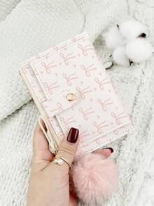 这款带有绒球吊坠的粉色蝴蝶结爱心图案卡包，时尚轻薄便携，可装现金、身份证、信用卡、零钱，是生日、周年纪念日、圣诞节、情人节等节日送给爱人、女士、女孩、青少年、大学生、学生、书包、学习用品包等的理想之选，也适合学校宿舍和返校季使用。 - 白色 - 查看 7