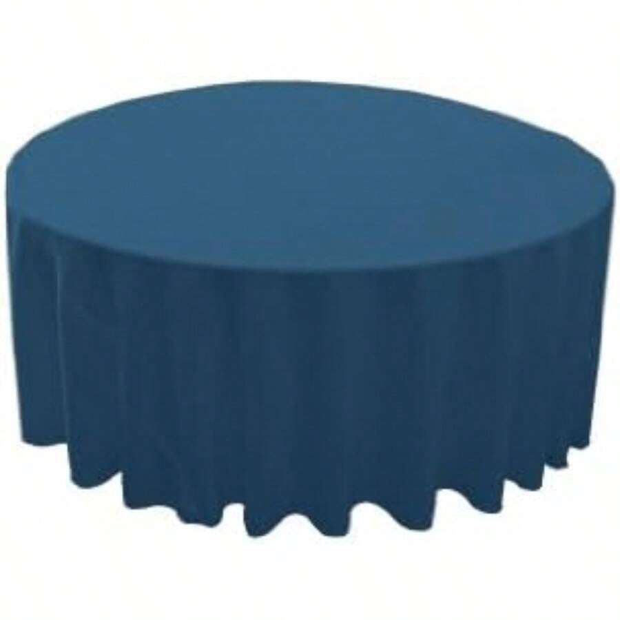 LA Linen Mantel Redondo de Popelina de poliéster, Casual, , 1(Dark Teal) - Multicolor - Ver 1