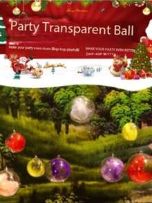 透明心形/圆形装饰球，圣诞装饰品，空心塑料球。适用于圣诞节、DIY手工、婚礼派对装饰、情人节、生日庆祝活动。DIY空心透明可填充塑料饰品，圣诞树装饰，家居派对礼盒装饰。 - 無色 - 查看 10