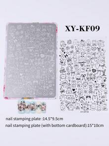 1pc Rabbit, Cat, Dog Nail Art Stamping Plate, Cute Cartoon Animal Design Y2K Style Nail Art Stamping Template, Nail Art Accessories, DIY Nail Salon, Nail Art Supplies