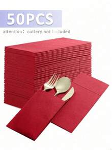 100pcs Disposable Linen-Texture Napkins With Cutlery Pouch, Highly Absorbent Cloth-Like Table Napkins For Kitchen, Bathroom, Party, Wedding, Dinner, Event - Multicolor - View 11