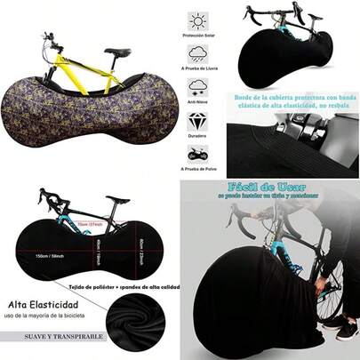Funda para bicicleta, fundas bicicletas,funda bicicleta,elástico antipolvo e impermeable lavable para almacenar y transportar bicicletas para adultos (azul)(Poliéster+Spandex-Purple)
