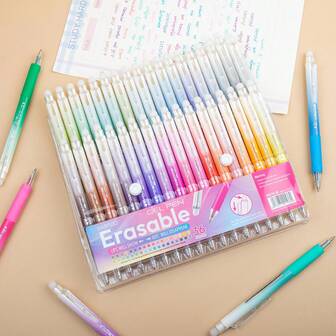 12/24/36 Colors Erasable Gel Pens, Children Drawing Sketching Pens, Quick Drying Non-Bleeding Colored Retractable Pens, Erasable Color Pens