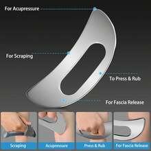 Stainless Steel Gua Sha Massage Tool, Fascia Gua Sha Board, Suitable For Body, Legs, Waist, Back And Hands - Soft Tissue And Muscle Relaxation, Physiotherapy Massage | Ergonomic Design | Body Massager - Silver - View 3