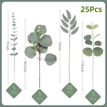 50pcs/25pcs/1pc Artificial Mixed Eucalyptus Branches & Leaves Bulk, 4 Types Fake Green Eucalyptus Leaves Decor Picks, Artificial Green Plant Branches Spray, Suitable For DIY Bouquets, Flower Arrangements, Home Decor - Multicolor - View 11