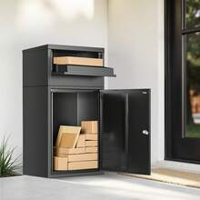 Package Delivery Boxes For Outside, 35.8 In Mailbox For Parcel With Lock, Galvanized Steel Package Drop Box With Anti-Theft Design, Weather-Resistant Package Mailbox For Home And Office, Black - Black - View 9