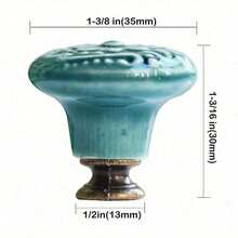 1/2/4/6/8/10/12/15/20pcs 1-2/5 Inch Ceramic Kitchen Cabinet Knobs For Drawer Dresser Knobs Pulls Round Dresser Knobs Drawer Handles And Pulls For Home Furniture Decor Ceramic Knobs With 3 Size Screws - Green - View 4