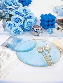 1/5件套白色透明龙鳞一次性餐具套装，7.5英寸，高品质一次性可重复使用，适用于派对、婚礼、生日、晚宴、万圣节、圣诞节等场合。 - 顏色/款式隨機出貨 - 查看 8