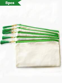 1个/5个（混色）帆布拉链流苏收纳包，旅行化妆包，化妆品收纳包，铅笔盒，DIY收纳袋，DIY礼物，化妆包，洗漱包，浴室用品，大学宿舍旅行必备，多功能化妆品收纳包，可爱手提包钱包收纳包，便携式化妆刷收纳包，带拉链，可存放口红、护肤品、手机、硬币和其他小物件，适合居家、旅行、海滩、泳池派对、度假和上学等场合。