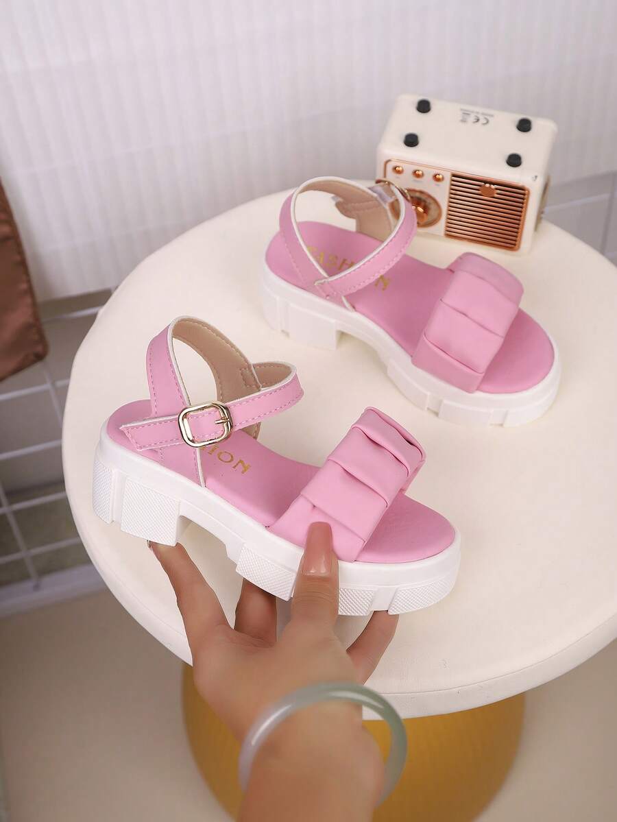1 Pair Children's Fashion Casual Thick-Sole Soft-Sole Comfortable PU Leather Sandals For Girls