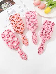 Perie de păr anti-netezire cu pernă de aer și imprimeu drăguț cu funde roz și cireșe - Multicolor - Vizualizare 1