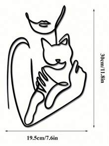 Fashionable Metal Wall Art - Cat Line Decor, Unique Modern Home Decor, Perfect Gift For Cat Lovers Gifts Birthday Graduation - Black-d - View 10