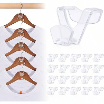 HAWTSpace Saving Hangers 20 Pack Clear Clothes Hanger Connector Hooks Heavy Duty Hangers Space Saver Premium College Dorm Room Essentials Closet Organizers And Storage