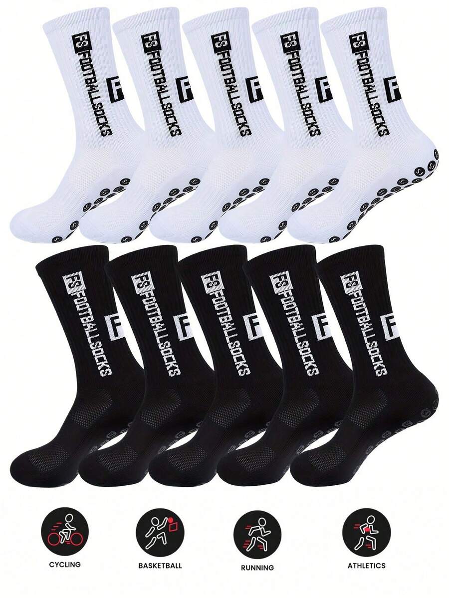 10Pairs Non-Slip Athletic Socks For Soccer, Cycling & Running - Breathable, Moisture-Wicking, Crew Socks With Cushioned Comfort For Hiking & Outdoor Activities - For Men & Women - Suitable For Sports & Fitness - Great Gift For Athletes & Outdoor Enthusiasts - Multicolor - View 1