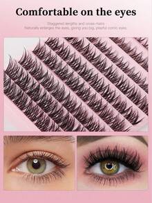 80 szt. rzęs w kępkach, pojedyncze rzęsy o pełnej objętości, naturalny wygląd, skręt D, 8-16 mm, sztuczne rzęsy DIY