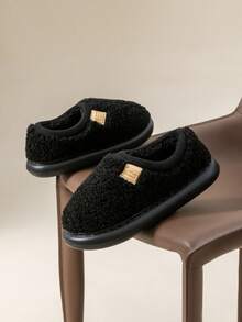 Unisex Retro Münzen Design Slip-On Pantoffeln mit dicken Sohlen, geeignet für den Winter Unisex minimalistische dicke Sohle warme Schneestiefel, thermisch gefüttert, geeignet für den Winter - Schwarz - Übersicht 17