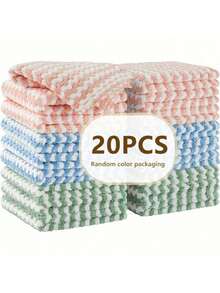 10/20 Pieces Super Soft Absorbent Microfiber Cleaning Cloth, Super Soft Absorbent Rag For Dishwashing And Kitchen Drying, Multi- Random, Christmas Kitchen Supplies